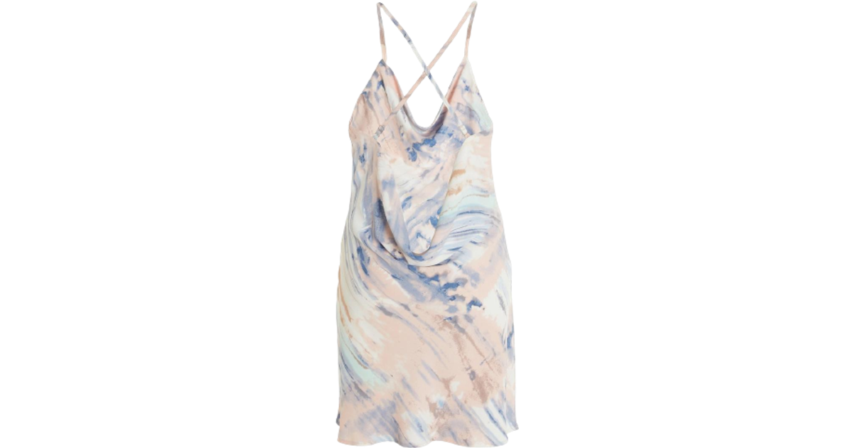 Quiz Blue Marble Print Strappy Mini Dress • Prices