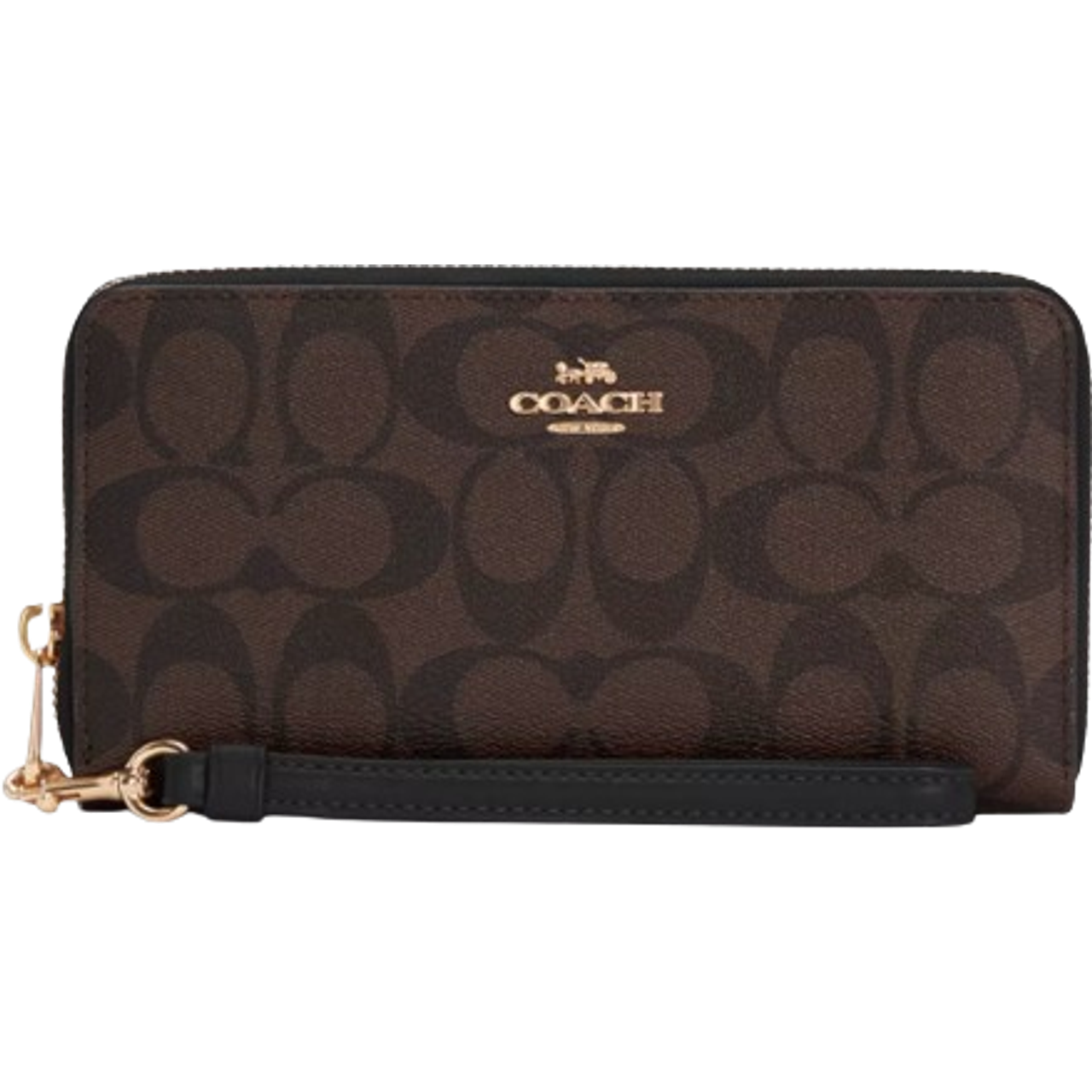 Coach Outlet Long Zip Around Wallet In Signature Canvas - Gold/Brown ...