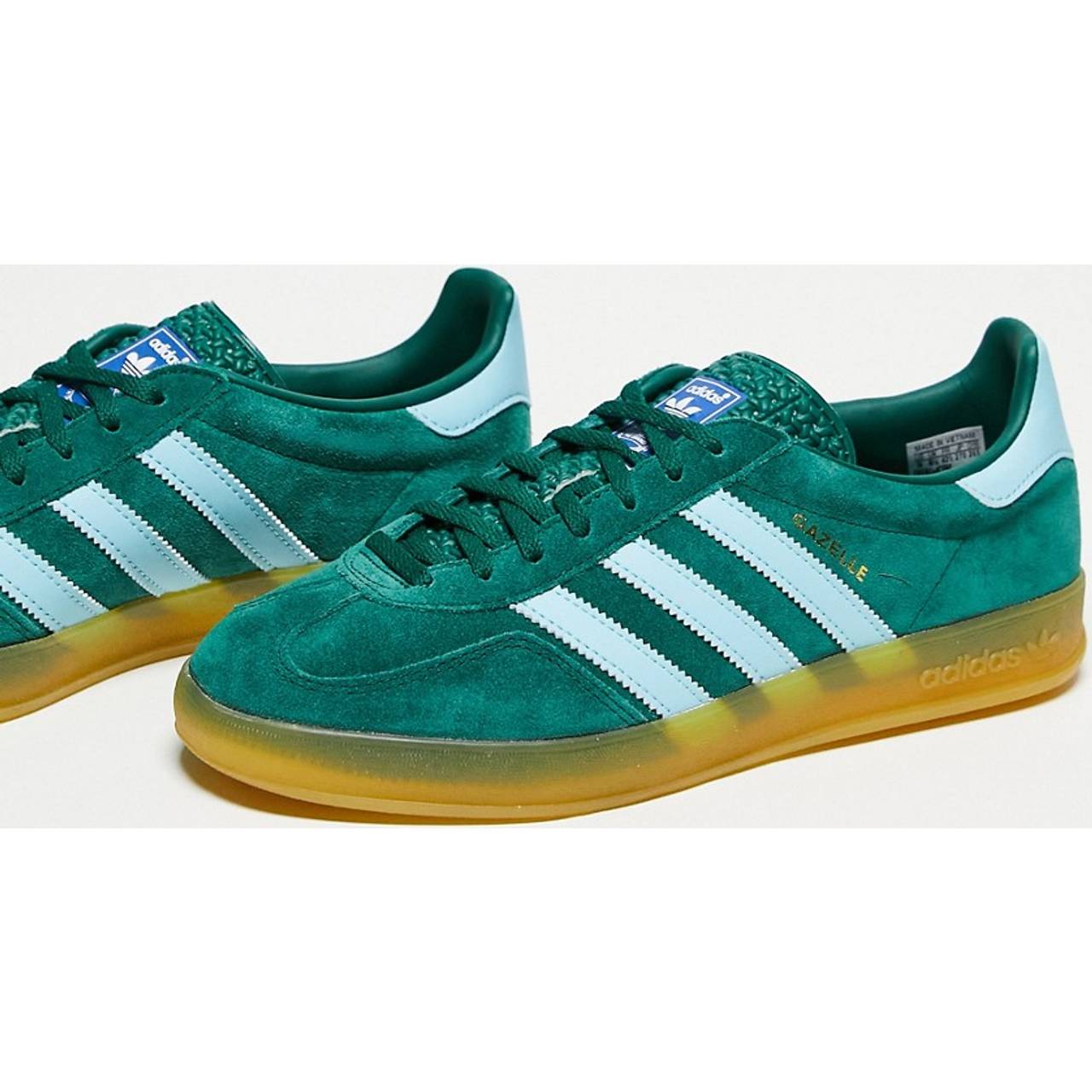 Adidas Originals Gazelle Indoor Grønne og blå sneakers med gummisål-Grå