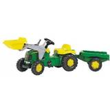 Ride-On Toys Rolly Toys John Deere Pedal Tractor with Working Front Loader & Detachable Trailer