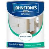 Johnstones Metal Paint Johnstones One Coat Quick Dry Satin Metal Paint, Wood Paint Brilliant White 0.75L