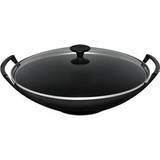Cast Iron Wok Pans Le Creuset Matte Black with lid 4.5 L 36 cm