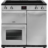 90cm - Electric Ovens Cookers Belling Farmhouse 90Ei Silver, Black