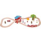 Wooden Toys Train Track Set Bigjigs Fire Station Train Set