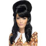 60's Long Wigs Fancy Dress Smiffys 60's Brigitte Bouffant Wig Black