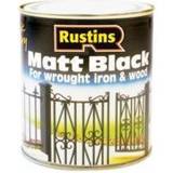 Rustins Quick Dry Black Matt Metal Paint, Wood Paint Black 0.25L