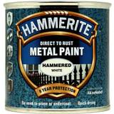 Hammerite Outdoor Use - White Paint Hammerite Direct to Rust Hammered Effect Metal Paint White 0.25L