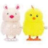 Bunnys Activity Toys TOBAR Clockwork Fuzzy Hopping Chick & Rabbit