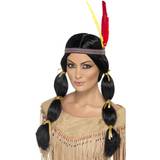 Wild West Long Wigs Fancy Dress Smiffys Native American Inspired Wig Pigtails