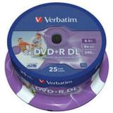 +R Optical Storage Verbatim DVD+R 8.5GB 8x Spindle 25-Pack Inkjet