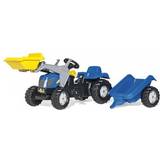 Pedal Cars Rolly Toys Kid New Holland TVT 190 Tractor with Frontloader & Trailer