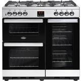 90cm - Dual Fuel Ovens Gas Cookers Belling Cookcentre 90DFT Stainless Steel, Black