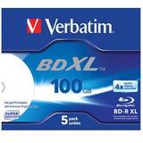 100 GB - Blu-ray Optical Storage Verbatim BD-R 100GB 4x Jewelcase 5-Pack Wide Inkjet