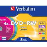 +RW - DVD Optical Storage Verbatim DVD+RW Colour 4.7GB 4x Slimcase 5-Pack