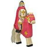 Knights Wooden Figures Holztiger Knight with Cloak Riding Without Horse Red