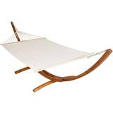 Brown Hammocks Garden & Outdoor Furniture tectake Double lounger hammock XXL with wooden frame for 2 persons