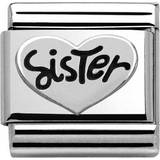 Men Charms & Pendants Nomination Composable Classic Link Sister Heart Charm - Silver/Black
