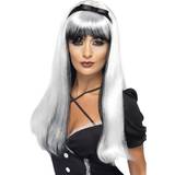 Witches Long Wigs Fancy Dress Smiffys Bewitching Wig White & Black
