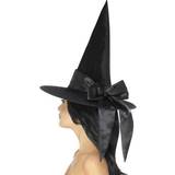 Witches Hats Fancy Dress Smiffys Deluxe Witch Hat Black with Bow