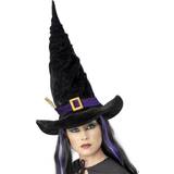 Purple Hats Fancy Dress Smiffys Witch Hat Black with Purple Belt