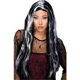 Silver Long Wigs Fancy Dress Rubies 24" Streaked Witch Wig
