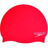 Red Swim Caps Speedo Plain Moulded Silicone Beanie Jr
