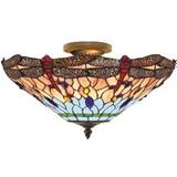 Tiffany Lamps Ceiling Lamps Searchlight 1289-16 Dragonfly Ceiling Flush Light 41cm