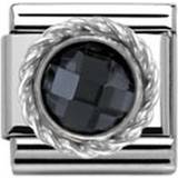 Nomination Composable Classic Link Round Faceted Charm - Silver/Black