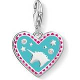 Thomas Sabo Charm Club Heart with Unicorn Charm Pendant - Silver/Turquoise/Pink/White