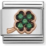 Green Charms & Pendants Nomination Composable Classic Link Four Leaf Clover Charm - Silver/Rose Gold/Green