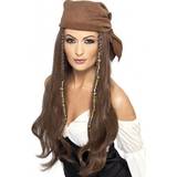 Pirates Long Wigs Fancy Dress Smiffys Pirate Wig Brown