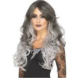 Grey Long Wigs Fancy Dress Smiffys Deluxe Gothic Bride Wig