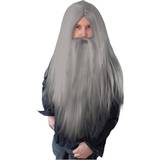 Grey Long Wigs Fancy Dress Bristol Wizard Wig Long Beard Grey