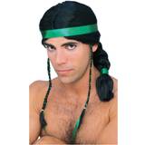 Around the World Long Wigs Fancy Dress Rubies Adult Native American Male Black Wig