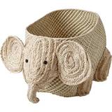 Brown Storage Baskets Kid's Room Rice Woven Storage Elephant