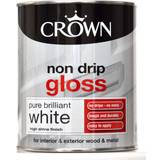 Crown Paint Crown Non Drip Gloss Metal Paint, Wood Paint Brilliant White 0.75L