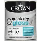Crown Paint Crown Quick Dry Gloss Metal Paint, Wood Paint Brilliant White 0.75L