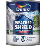 Metal Paint - White Dulux Weathershield Quick Dry Exterior Wood Paint, Metal Paint Brilliant White 0.75L
