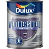 Grey - Wood Paints Dulux Weathershield Quick Dry Exterior Wood Paint, Metal Paint Gallant Grey 0.75L