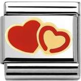 Nomination Composable Classic Link Red and Gold Hearts Stainless Steel/Gold/Enamel Charm (030253 29)