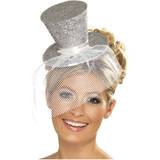 20's Hats Fancy Dress Smiffys Fever Mini Top Hat on Headband Silver