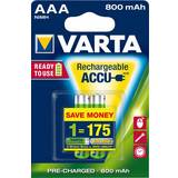 Batteries - Rechargeable Standard Batteries Batteries & Chargers Varta AAA Accu Rechargeable Power 800mAh 2-pack