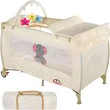 tectake Travel Cot Elephant with Changing Mat & Play Bar
