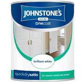 Johnstones One Coat Quick Dry Satin Metal Paint, Wood Paint Frosted Silver 0.75L