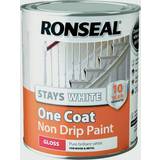 Ronseal Wood Paints Ronseal Stays White One Coat Non Drip Wood Paint White 0.75L