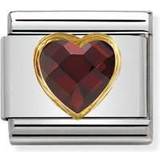 Nomination Classic Multifaceted Heart Link Charm - Silver/Gold/Red