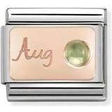 Peridot Jewellery Nomination Composable Classic August Link Charm - Rose Gold/Silver/Peridot