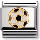White Charms & Pendants Nomination Composable Classic Link Black and White Football Charm - Silver/Gold/Black/White