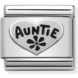Stainless Steel Charms & Pendants Nomination Composable Classic Auntie Heart Link Charm - Silver/Black