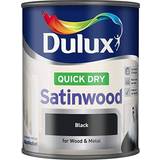 Dulux Black Paint Dulux Quick Dry Satinwood Wood Paint, Metal Paint Black 0.75L